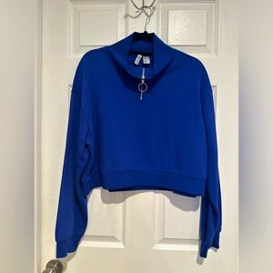 H&M Quarter Zip Sweatshirt in Royal Blue